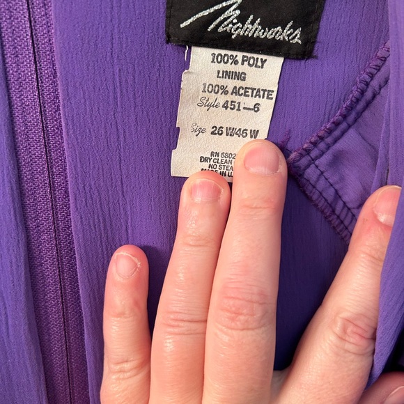 VTG Amazing 80s Lavender Pantsuit with Bling accents. By Nightworks Size 26w. - Picture 11 of 12